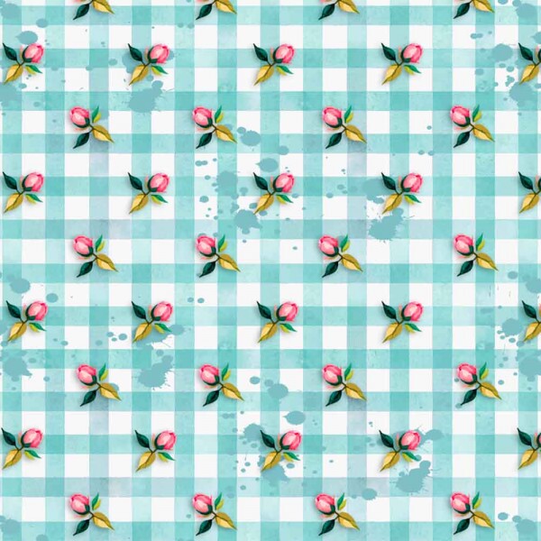 COLEÇÃO  FLOWER LOVE POR CRIS POLETTO - COMPOSE XADREZ C/ ROSAS TIFFANY - ( 84571 - VAR,01 ) - C -