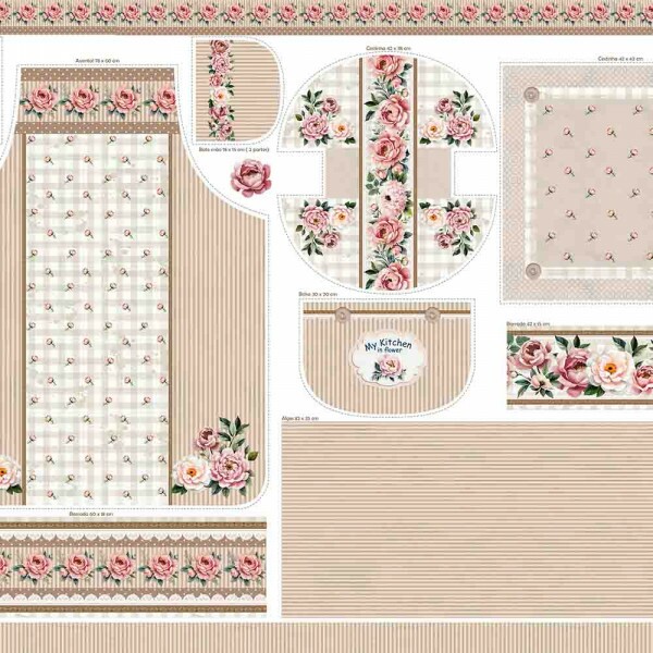 COLEÇÃO  FLOWER LOVE POR CRIS POLETTO - AVENTAL BEGE - ( 84578 - VAR,01 ) - C