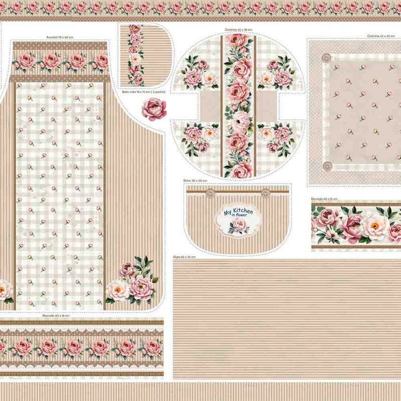 COLEÇÃO  FLOWER LOVE POR CRIS POLETTO - AVENTAL BEGE - ( 84578 - VAR,01 ) - C