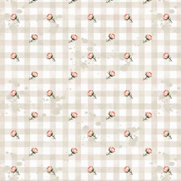 COLEÇÃO  FLOWER LOVE POR CRIS POLETTO -   COMPOSE XADREZ C/ ROSAS BEGE - ( 84575 - VAR,01 ) - C