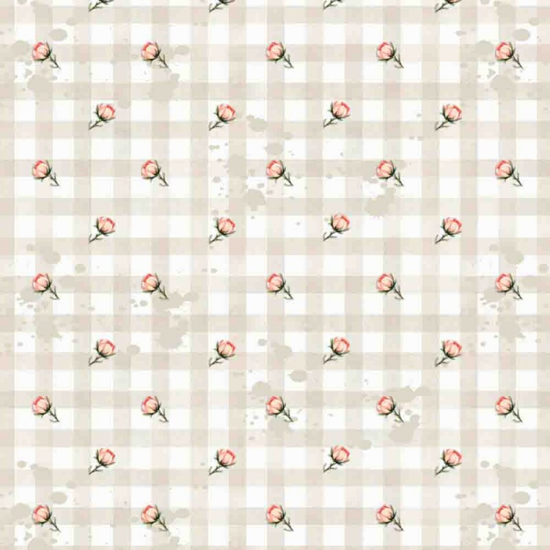 COLEÇÃO  FLOWER LOVE POR CRIS POLETTO -   COMPOSE XADREZ C/ ROSAS BEGE - ( 84575 - VAR,01 ) - C