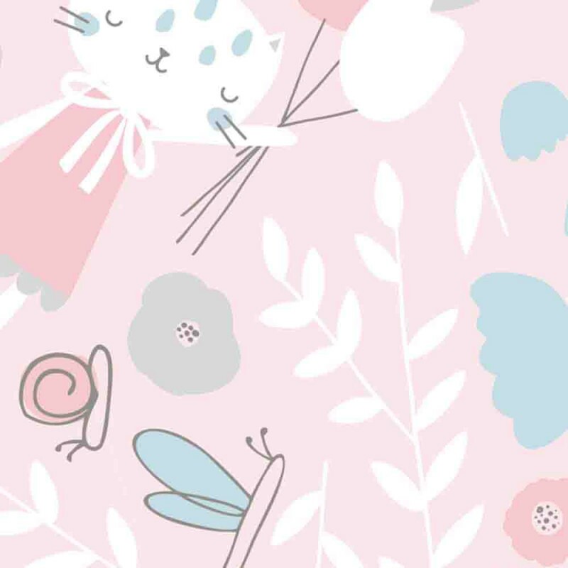 COLEÇÃO PEQUENO QUINTAL - POR ELIANA SPOSITO - COMPOSE GATO C/TULIPAS FD ROSA - M