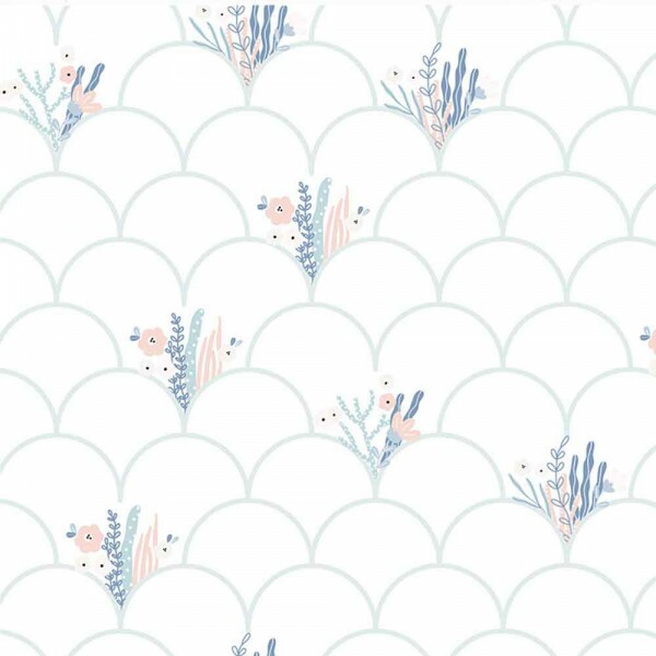 COLEÇÃO MUNDO MAGICO FD DO MAR - POR MARIANA CURTI - ESCAMA FLORAL AZUL - ( 78745 - VAR,02 ) - C