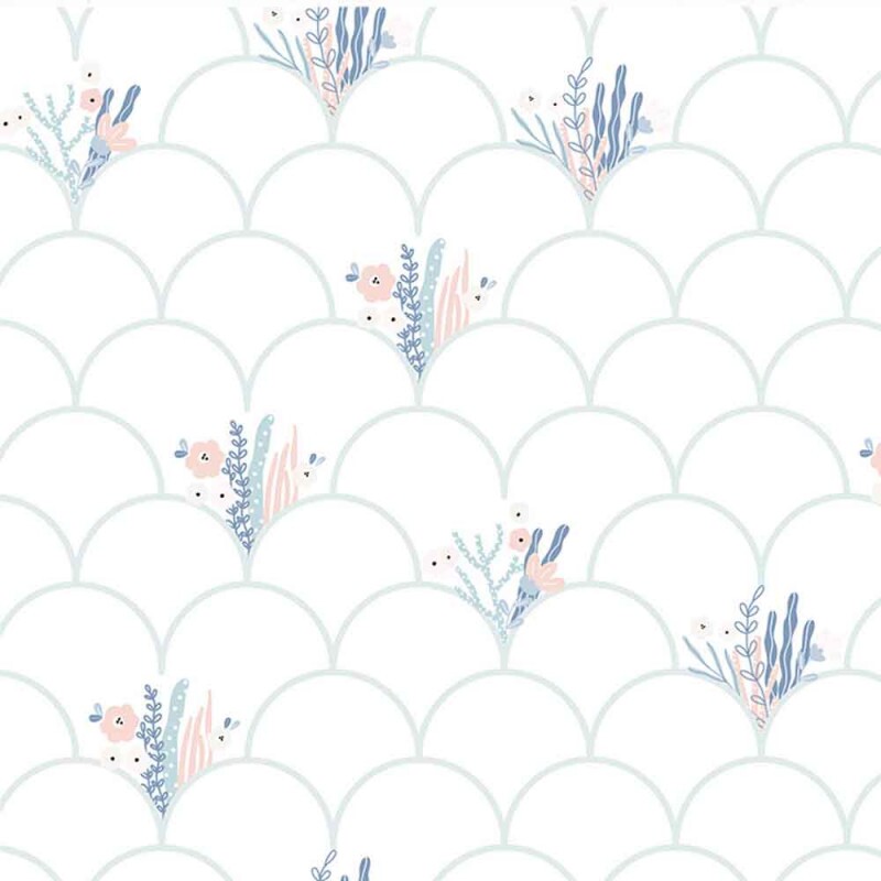 COLEÇÃO MUNDO MAGICO FD DO MAR - POR MARIANA CURTI - ESCAMA FLORAL AZUL - ( 78745 - VAR,02 ) - C