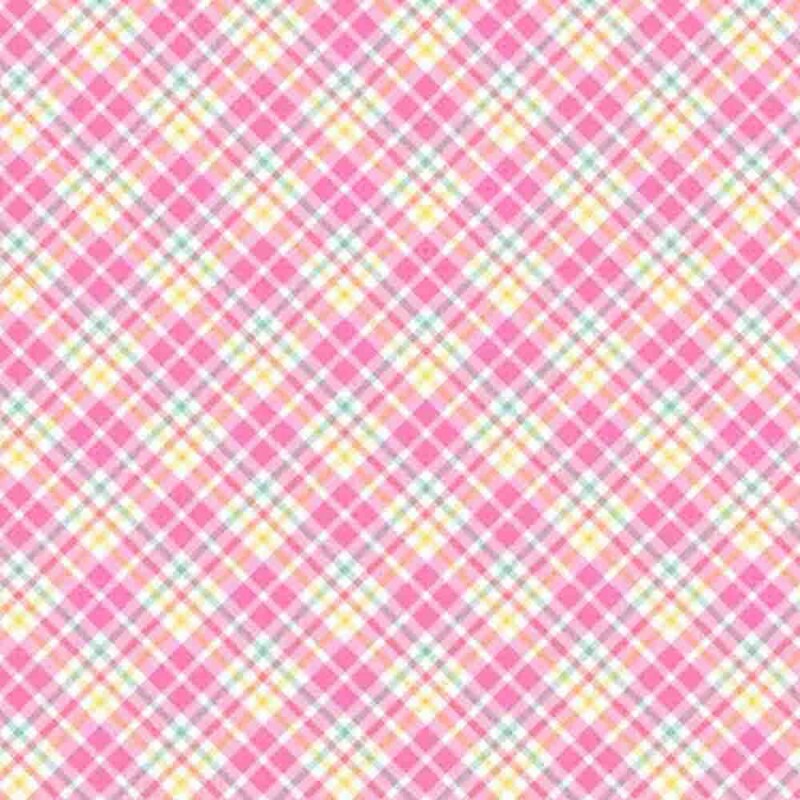 AB25 - FLANELA 100% ALGODÃO DIGITAL  -XADREZ ENVIESADO ROSA