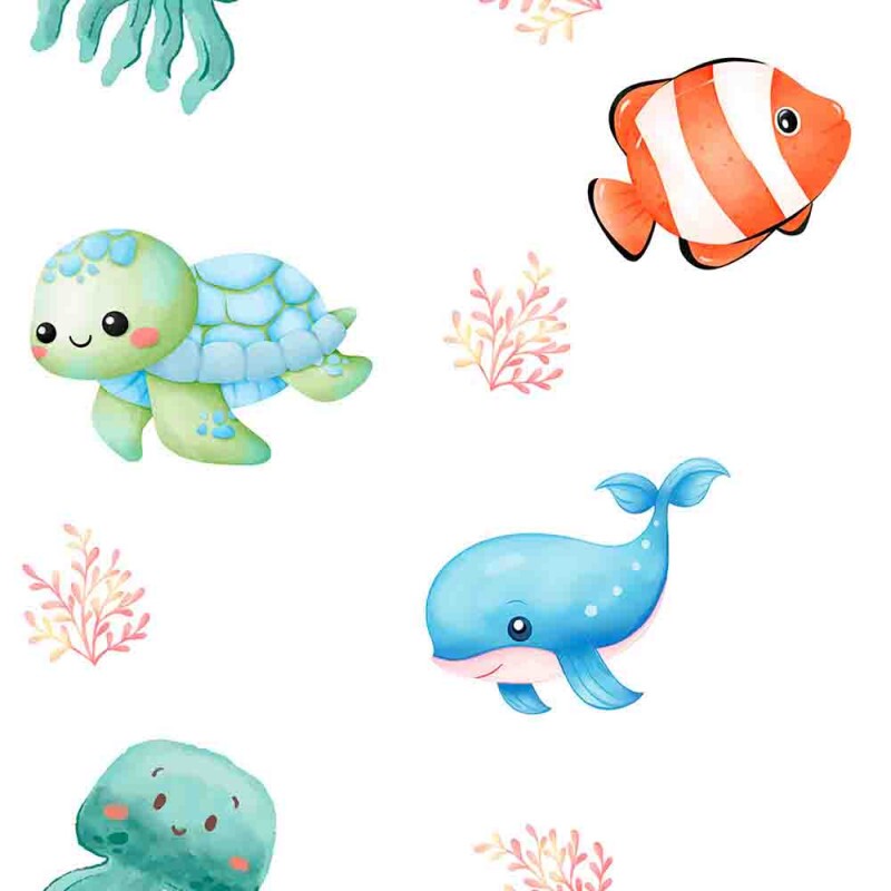 COLEÇÃO TWO BABY - FRALDA EST. DIGITAL QUADRADINHO 2 X 2 - PEIXE, BALEIA, AGUA VIVA, TARTARUGA 95763-001