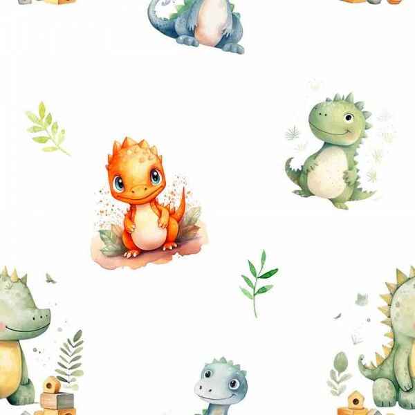 COLEÇÃO TWO BABY - FRALDA EST. DIGITAL QUADRADINHO 2 X 2 - DINOSSAURO BABY - 95768-001