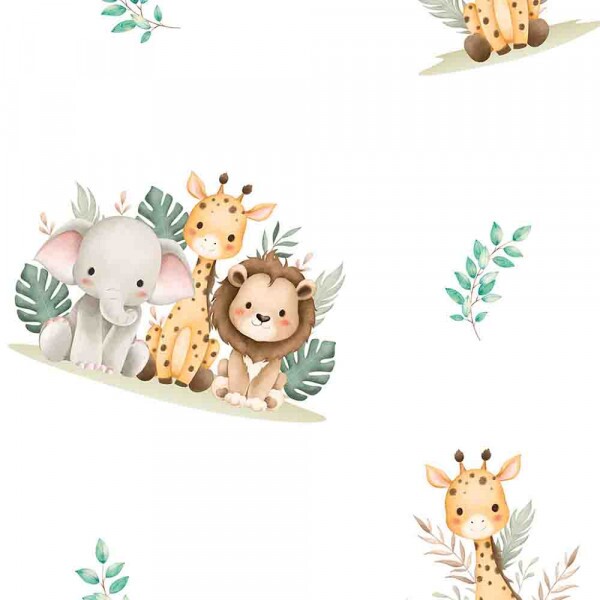 COLEÇÃO TWO BABY - FRALDA EST. DIGITAL QUADRADINHO 2 X 2 - ELEFANTE, LEAO, GIRAFA - 95770-001