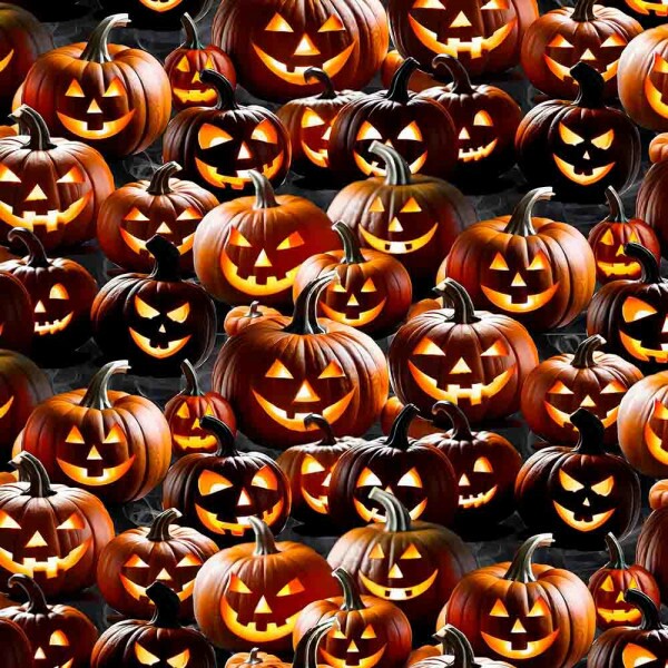 TRICOLINE 100% ALGODÃO DIGITAL  - HALLOWEEN -  ABOBORAS