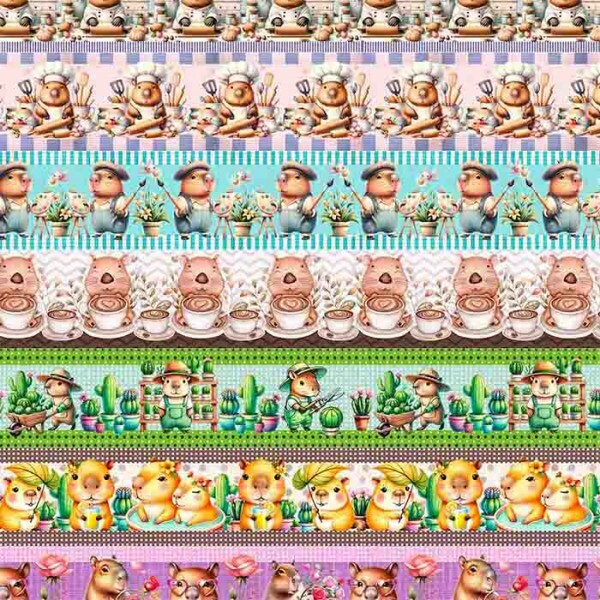 TRICOLINE COLEÇÃO CAPYBARAS - BARRADO 100% ALGODÃO 00136/001