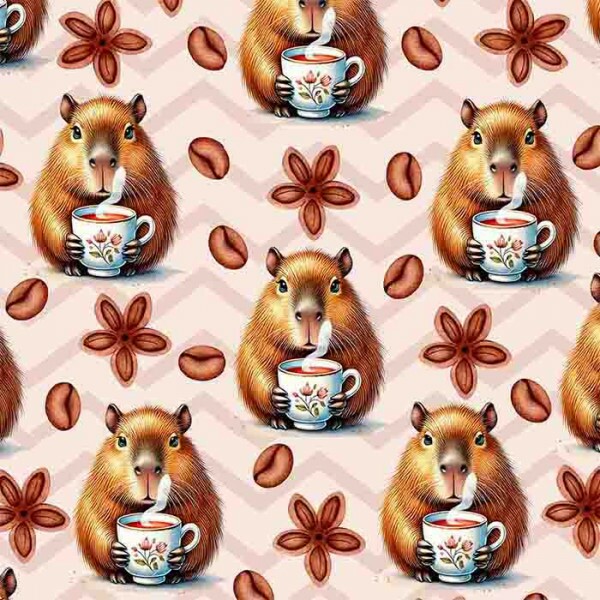 TRICOLINE 100% ALGODAO DIGITAL - COLEÇÃO CAPYBARAS - CAPIVARA E CAFÉ 00133/001