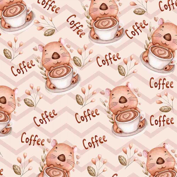 TRICOLINE 100% ALGODAO DIGITAL - COLEÇÃO CAPYBARAS - CAPIVARA COFFEE 00132/001