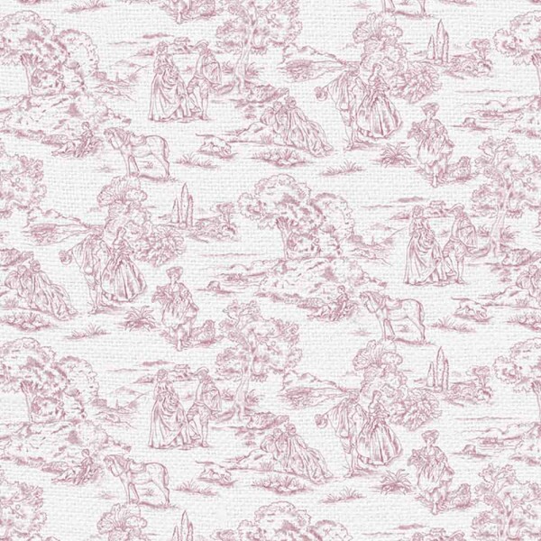 LINHO EST. TOILE DE JOUY ROSA ANTIGO - 75% ALG. 17% VISC. 8% LINHO
