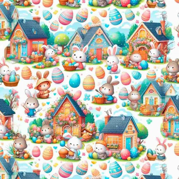 COLEÇÃO CUTE BUNNIES PASCOA 2025  - TRIC. EST. DIGITAL - COELHOS CASINHA  - ST4 - 91443-001