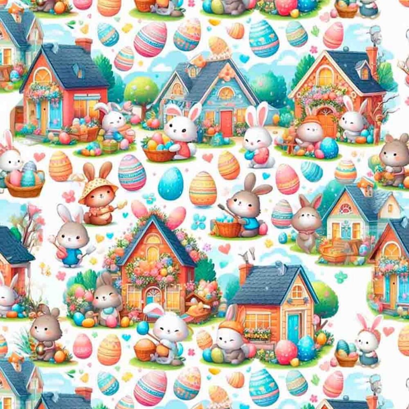COLEÇÃO CUTE BUNNIES PASCOA 2025  - TRIC. EST. DIGITAL - COELHOS CASINHA  - ST4 - 91443-001