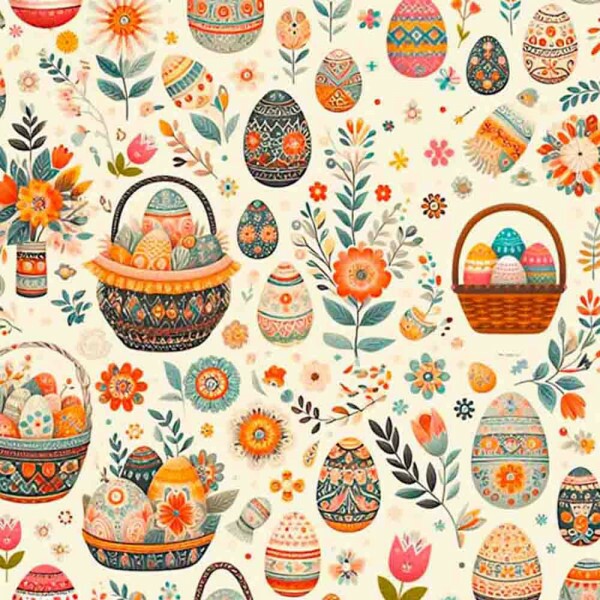 COLEÇÃO FOLK PASCOA 2025  - TRIC. EST. DIGITAL - CESTA C/ OVOS - ST4 - 91459-001