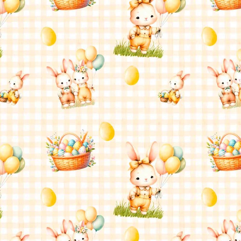 COLEÇÃO DIVERSOSPASCOA 2025 - TRIC. EST. DIGITAL - COELHOS C/ XADREZ AMARELO - ST4 - 91409-001