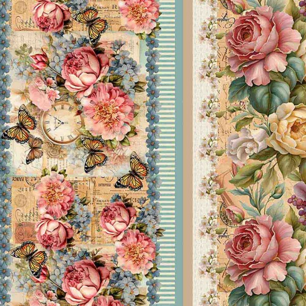 TRICOL. COLEÇÃO VINTAGE FLOWERS - BARRADO DE FAIXA FLORAL - 100% ALGODÃO A3764-001