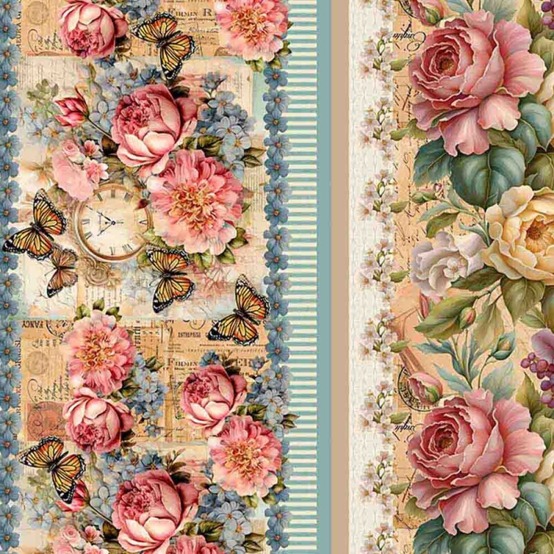 TRICOL. COLEÇÃO VINTAGE FLOWERS - BARRADO DE FAIXA FLORAL - 100% ALGODÃO A3764-001