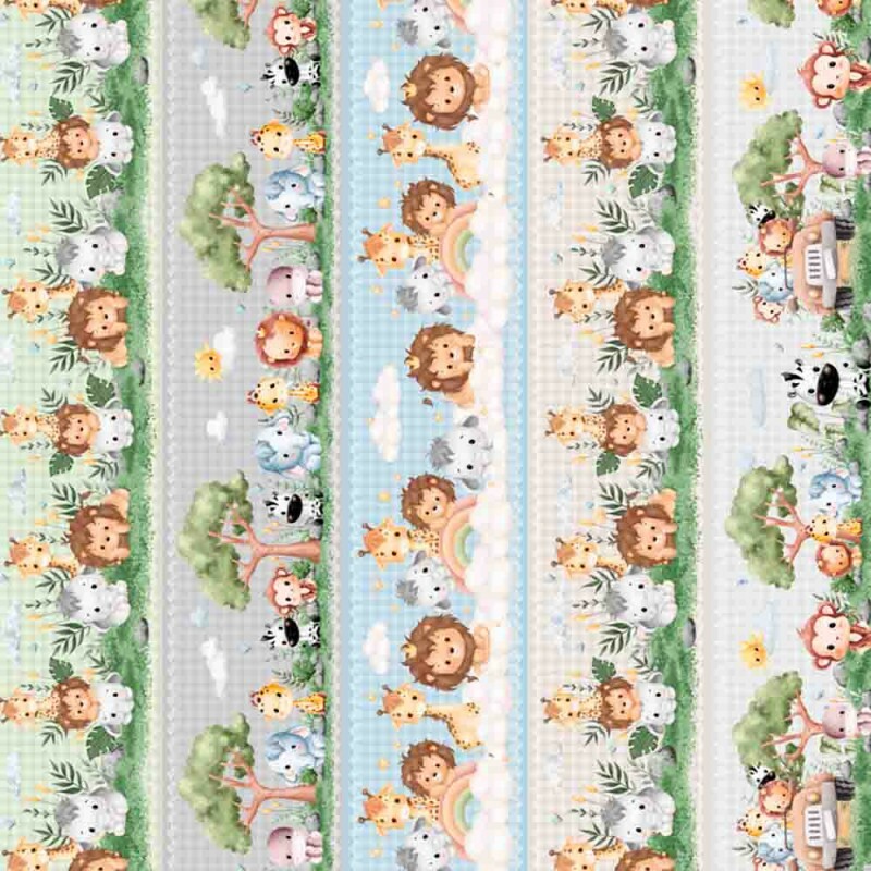 COLEÇÃO PANO PRA MANGGA - TRIC.DIGITAL - BARRADO SAFARI MENINO E MENINA - ( 88237 var,01 ) - C - C