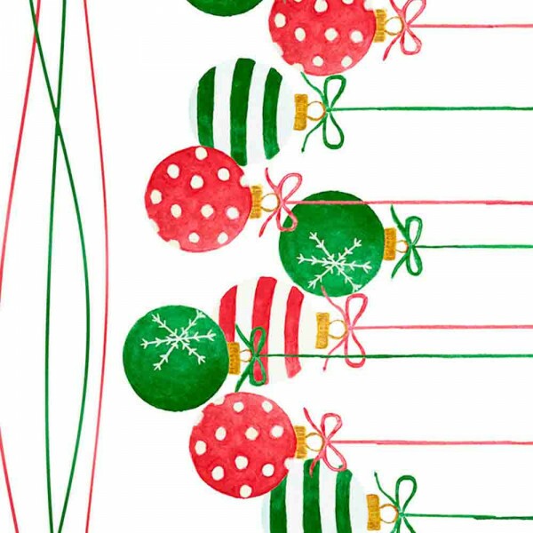 SARJA HIDRORREPELENTE NATAL 2025 - COLEÇÃO POE NA MESA - BARRADO DE BOLAS - 100% ALGODÃO 05323-001