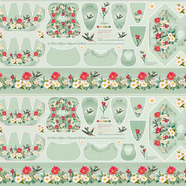 COLEÇÃO TULIPANO -STORIA STAMPA/ AMANDA ANSALDO -TRIC.DIGITAL - PAINEL TULIPANO NOZES - VERDE - ( 88598 var,01 ) - C