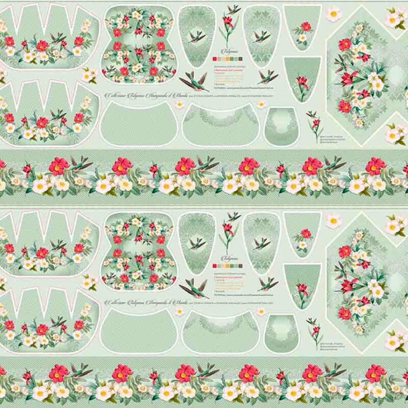 COLEÇÃO TULIPANO -STORIA STAMPA/ AMANDA ANSALDO -TRIC.DIGITAL - PAINEL TULIPANO NOZES - VERDE - ( 88598 var,01 ) - C