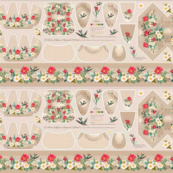 COLEÇÃO TULIPANO -STORIA STAMPA/ AMANDA ANSALDO -TRIC.DIGITAL - PAINEL TULIPANO NOZES - BEGE - ( 88598 var,02 ) - C