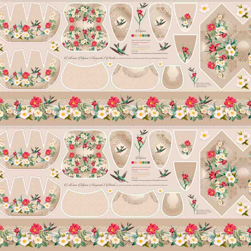 COLEÇÃO TULIPANO -STORIA STAMPA/ AMANDA ANSALDO -TRIC.DIGITAL - PAINEL TULIPANO NOZES - BEGE - ( 88598 var,02 ) - C