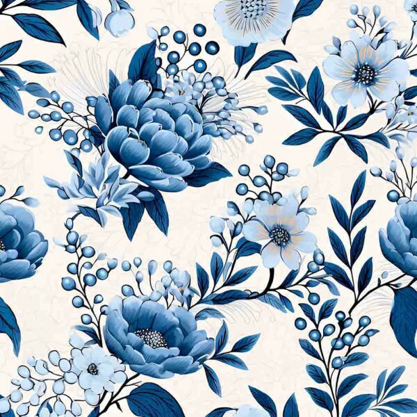 SARJA DIGITAL EST. HIDRORREPELENTE -  FLORAL AZUL