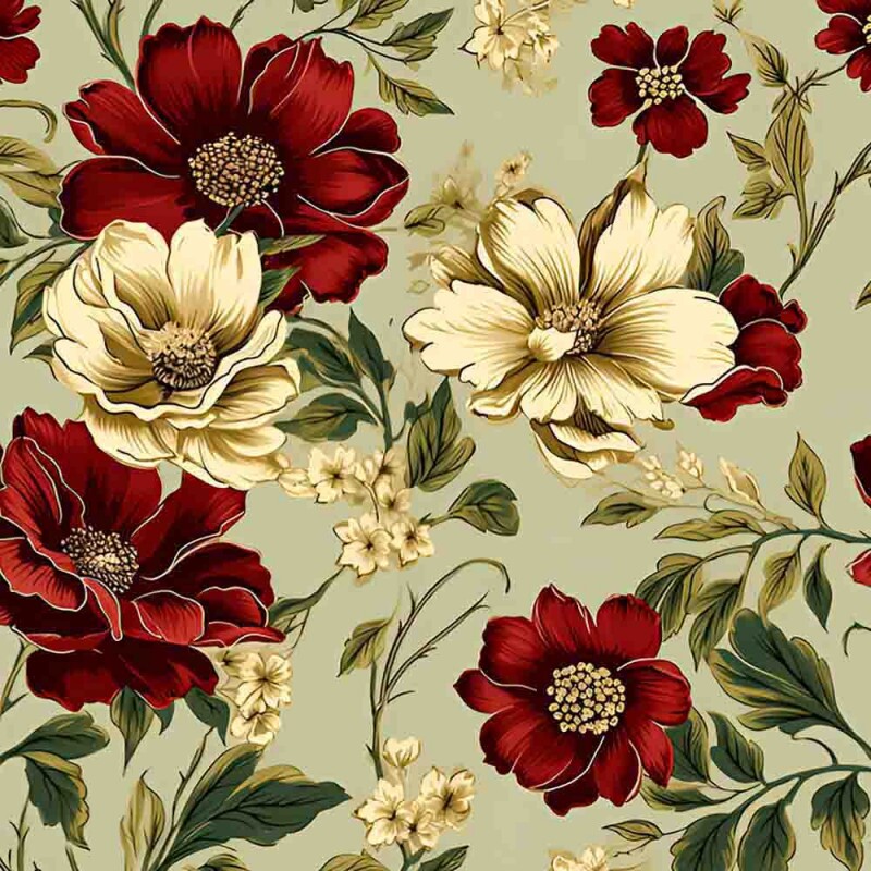 SARJA DIGITAL EST. HIDRORREPELENTE -  FLORAL  VERMELHO