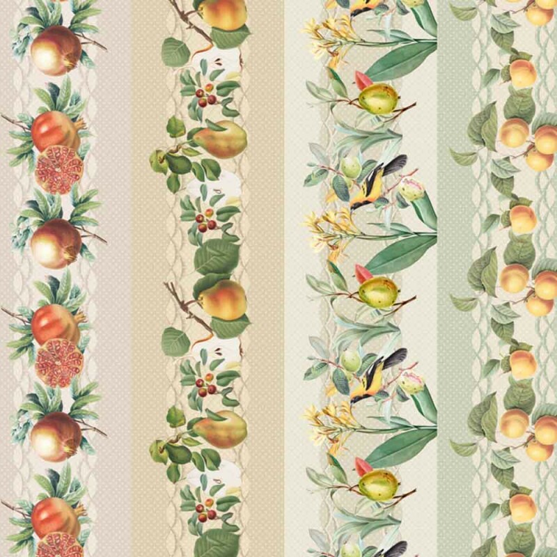COL/ FRUITS & FLOWERS - TRIC. EST - DIGITAL - STORIA STAMPA - FRUTAS FAIXAS 14,50CM - ( 80063 VAR,01 ) - C