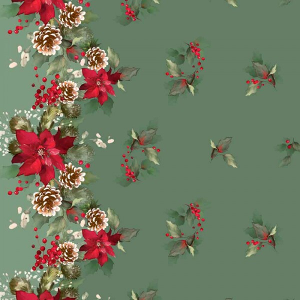 SARJA DIGITAL HIDRORREPELENTE NATAL 2025 - BARRADOS DE  NATAL VERDE 100% ALGODÃO 98293/001