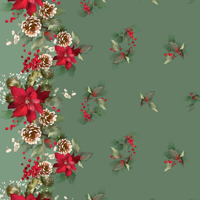 SARJA DIGITAL HIDRORREPELENTE NATAL 2025 - BARRADOS DE  NATAL VERDE 100% ALGODÃO 98293/001