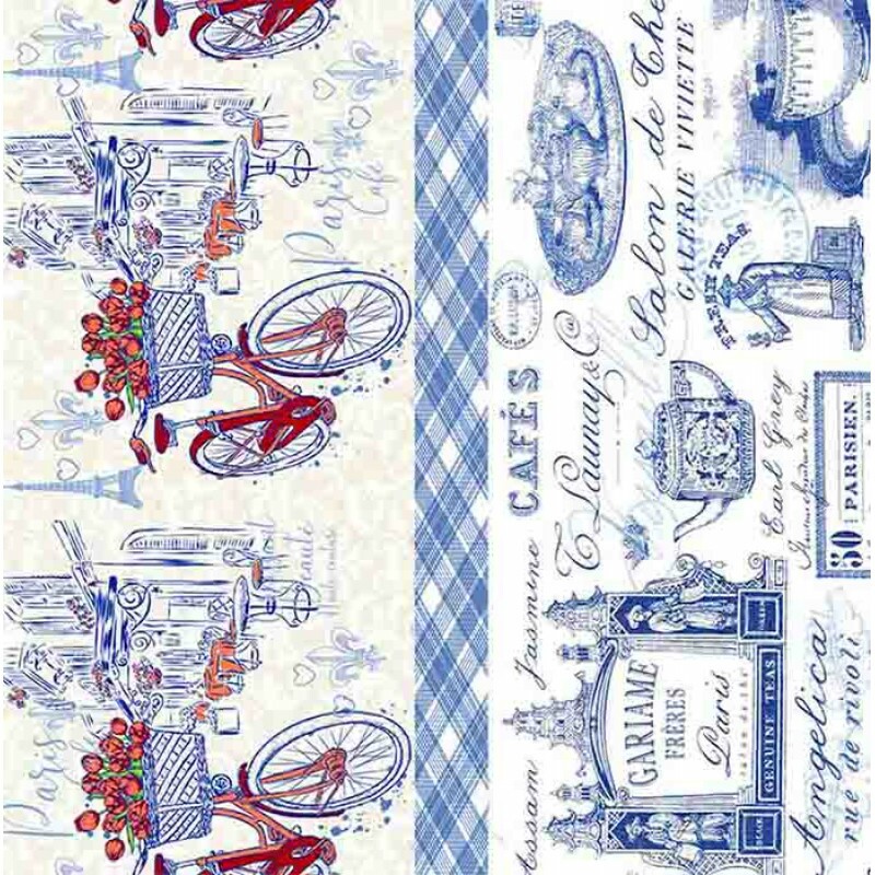 COL/ MAISON CHIC BY SENHORA DOS TECIDOS - TRIC. BARRADO DE FAIXAS - BULE - ( 80105 - VAR,01 ) - ( E9669 )