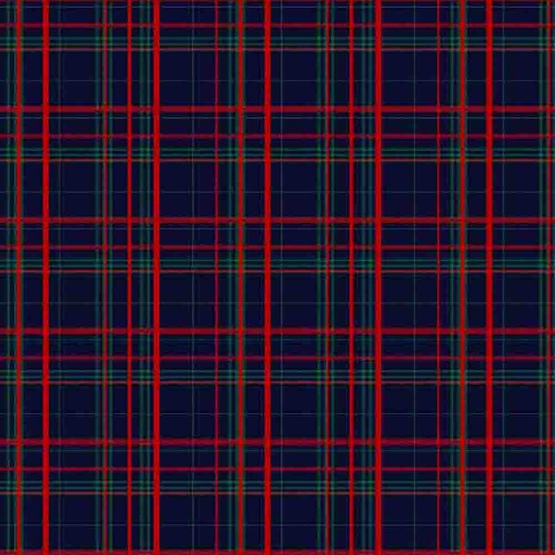 AB25 - TRICOLINE 100% ALGODÃO DIGITAL  -XADREZ ESCOSES MARINHO COM VERMELHO