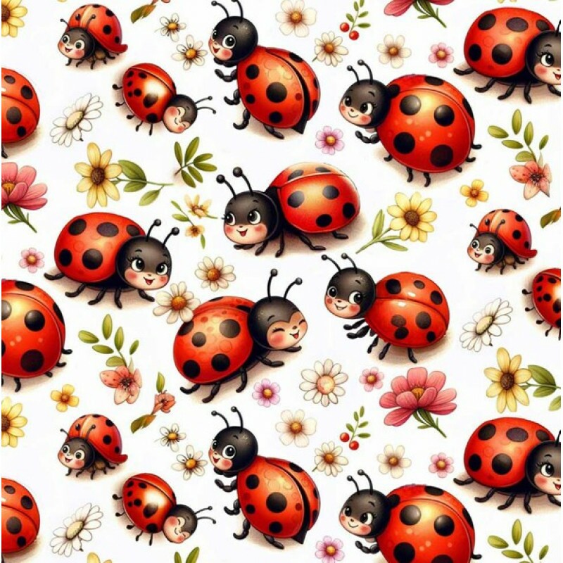 FV26 - TRICOL. COLEÇÃO LADY BEES - JOANINHAS - 100% ALGODÃO - A0516-001