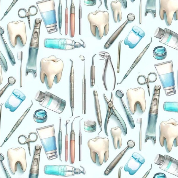 FV26 - TRICOL. COLEÇÃO PROFISSÕES - INSTRUMENTOS DE DENTISTA - 100% ALGODÃO - A0878-001