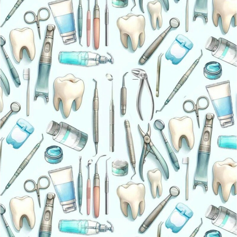 FV26 - TRICOL. COLEÇÃO PROFISSÕES - INSTRUMENTOS DE DENTISTA - 100% ALGODÃO - A0878-001