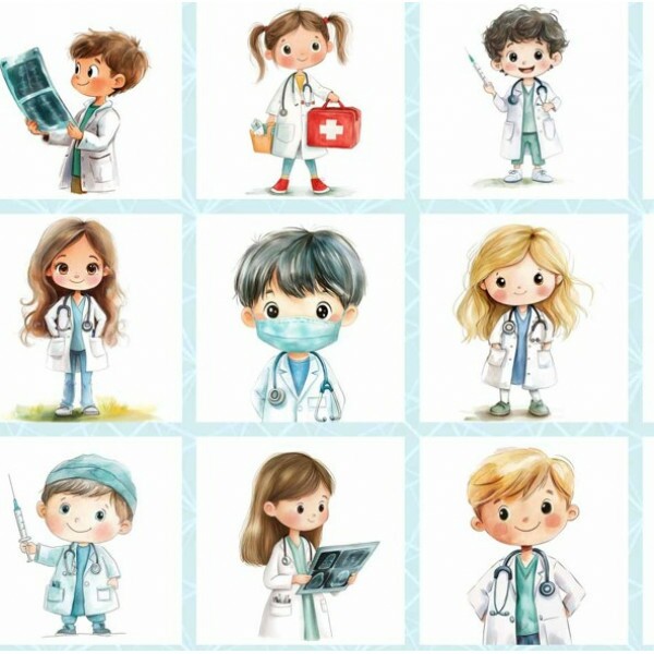 FV26 - TRICOL. COLEÇÃO PROFISSÕES - QUADROS MÉDICOS - 100% ALGODÃO - A0879-001