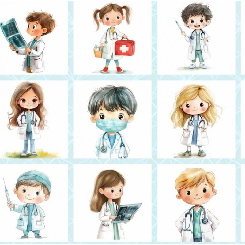 FV26 - TRICOL. COLEÇÃO PROFISSÕES - QUADROS MÉDICOS - 100% ALGODÃO - A0879-001