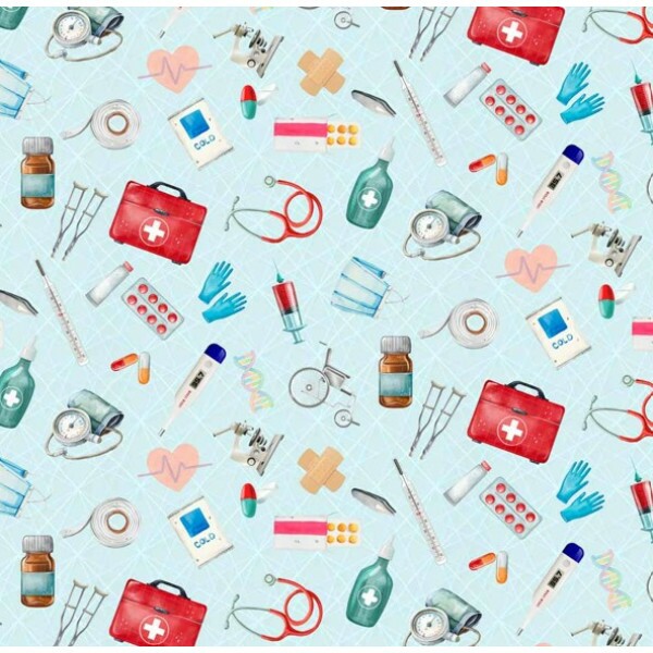 FV26 - TRICOL. COLEÇÃO PROFISSÕES - INSTRUMENTOS DE MÉDICOS - 100% ALGODÃO - A0885-001