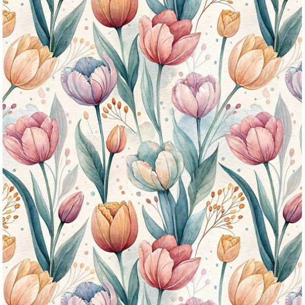 FV26 - TRICOL. COLEÇÃO FLORICULTURA - TULIPAS - 100% ALGODÃO - A2055-001