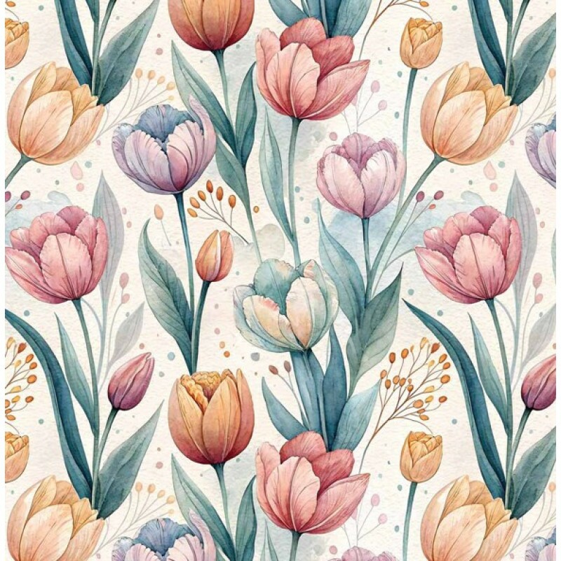 FV26 - TRICOL. COLEÇÃO FLORICULTURA - TULIPAS - 100% ALGODÃO - A2055-001