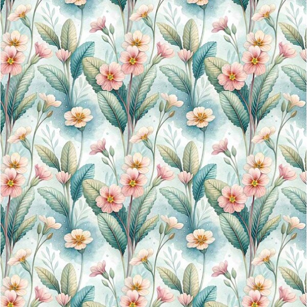 FV26 - TRICOL. COLEÇÃO FLORICULTURA - FLORAL COM FOLHAS - 100% ALGODÃO - A2059-001