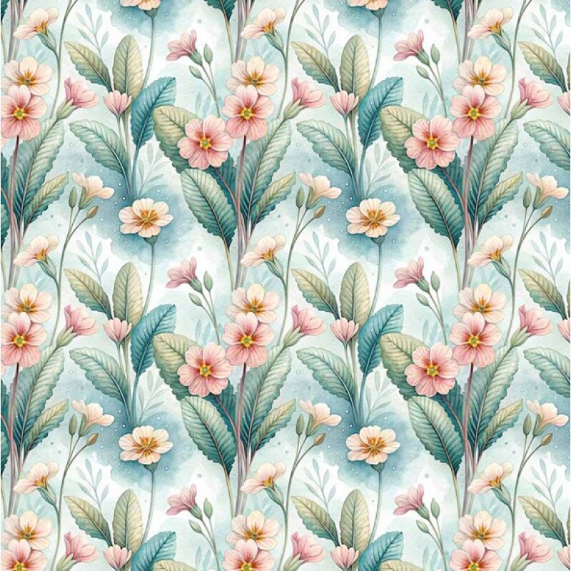 FV26 - TRICOL. COLEÇÃO FLORICULTURA - FLORAL COM FOLHAS - 100% ALGODÃO - A2059-001