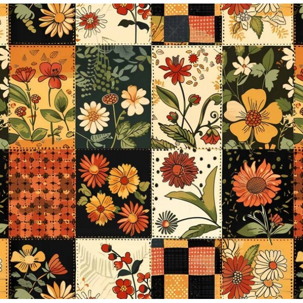 FV26 - TRICOL. COLEÇÃO PATCH FLORAL - PATCHWORK GRANDE - 100% ALGODÃO - A0787-001