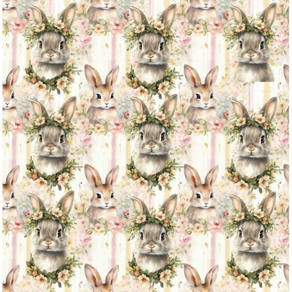 DZ25 - TRICOL. COLEÇÃO JUARI SOUZA - COLEÇÃO PASCOA 2026 - COELHOS ROSTO - 100% ALGODÃO - A0782-001