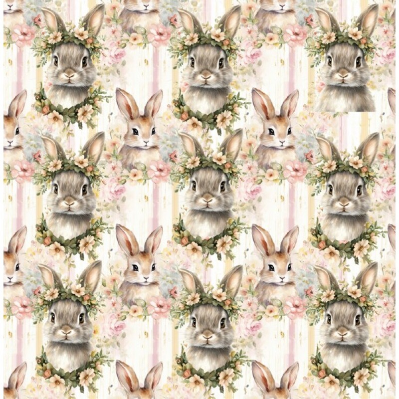 DZ25 - TRICOL. COLEÇÃO JUARI SOUZA - COLEÇÃO PASCOA 2026 - COELHOS ROSTO - 100% ALGODÃO - A0782-001