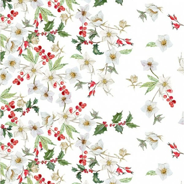 SARJA HIDRORREPELENTE - COLEÇÃO POE NA MESA DECOR - AZEVINHOS - 100% ALGODÃO 05327-001